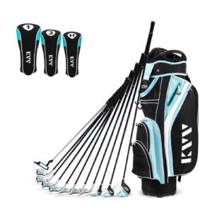 KVV Women’s Complete Golf Clubs Package Set Includes Driver, Fairway, Hybrid, 5#-P# Irons, Putter, Cart Bag, Head Covers, Right Handed