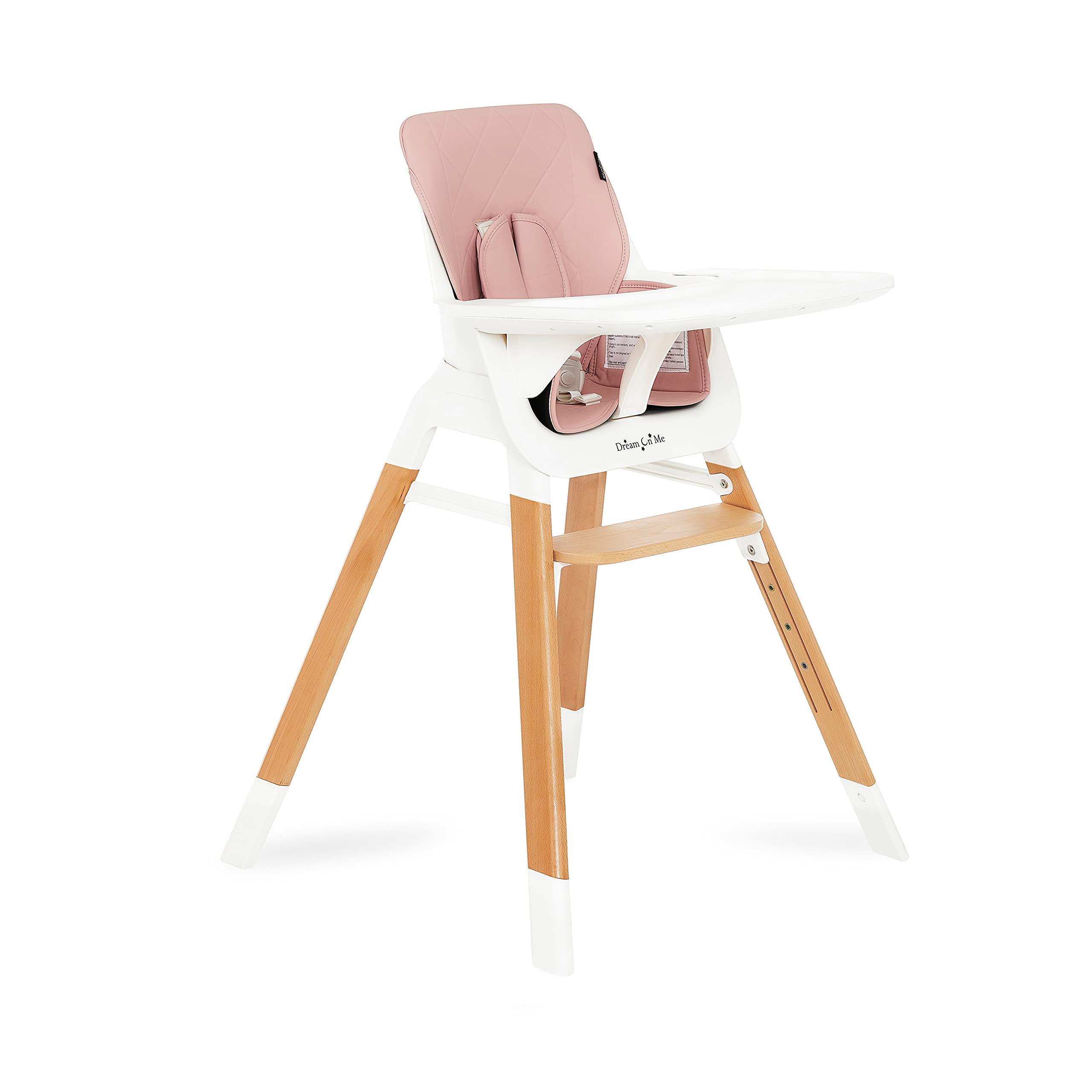 Dream On Me Nibble Wooden Compact High Chair in Pink| Light Weight | Portable |Removable seat Cover I Adjustable Tray I Baby and Toddler