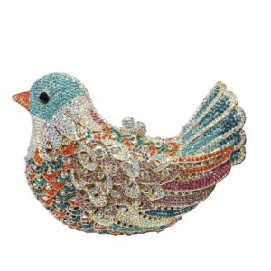 Bird Clutch Bags For Women Crystal Evening Bag Rhinestone Wedding Handbag Party Purse (Small,Multi Blue)