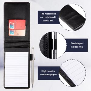 Chinco 2 Pieces Pocket Notepad Small Notebook Memo Pads Hardcover Father's Day Papa Gift Mini Journal Notepad with Refillable Lined Sheet and Ballpoint Pen Travel Journals, 5.4 x 3.4 Inch (Black)