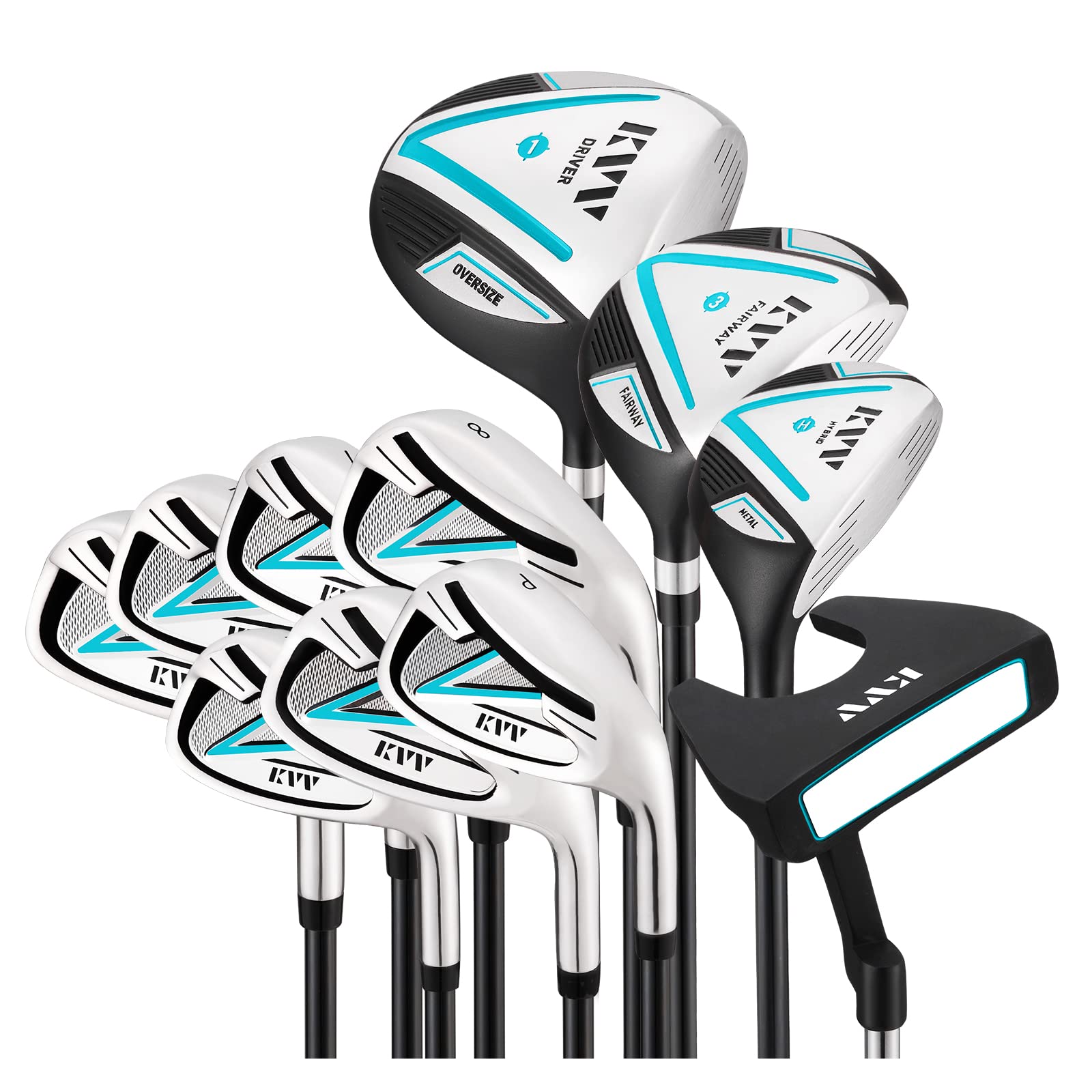 KVV Women’s Complete Golf Clubs Package Set Includes Driver, Fairway, Hybrid, 5#-P# Irons, Putter, Cart Bag, Head Covers, Right Handed