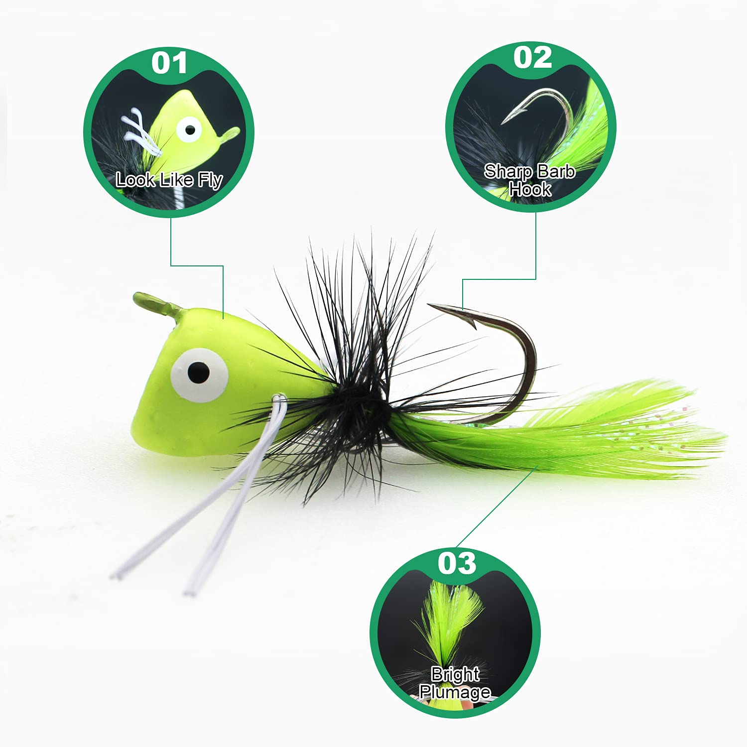 Fly Fishing Poppers, Topwater Fishing Lures Bass Crappie Bluegill Sunfish Panfish Trout Salmon Perch Steelhead Flies for Fly Fishing Bass Panfish Bluegill Trout Salmon