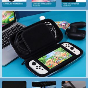 TiMOVO Carrying Case for Nintendo Switch OLED Model 2021 & Switch, Durable Hard Shell Game Storage Handbag Portable Travel Bag PU Pouch with Pocket for 10 Game Cards & Accessories, Dreamy Nebula