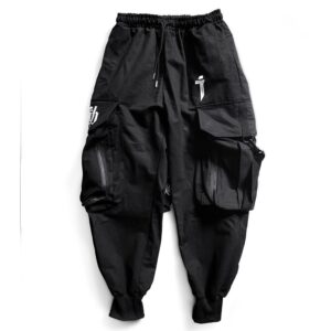 Niepce Inc Men's Japanese Streetwear Techwear Cargo Pants (Medium) Black