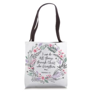 i can do all things through christ motivational scripture tote bag