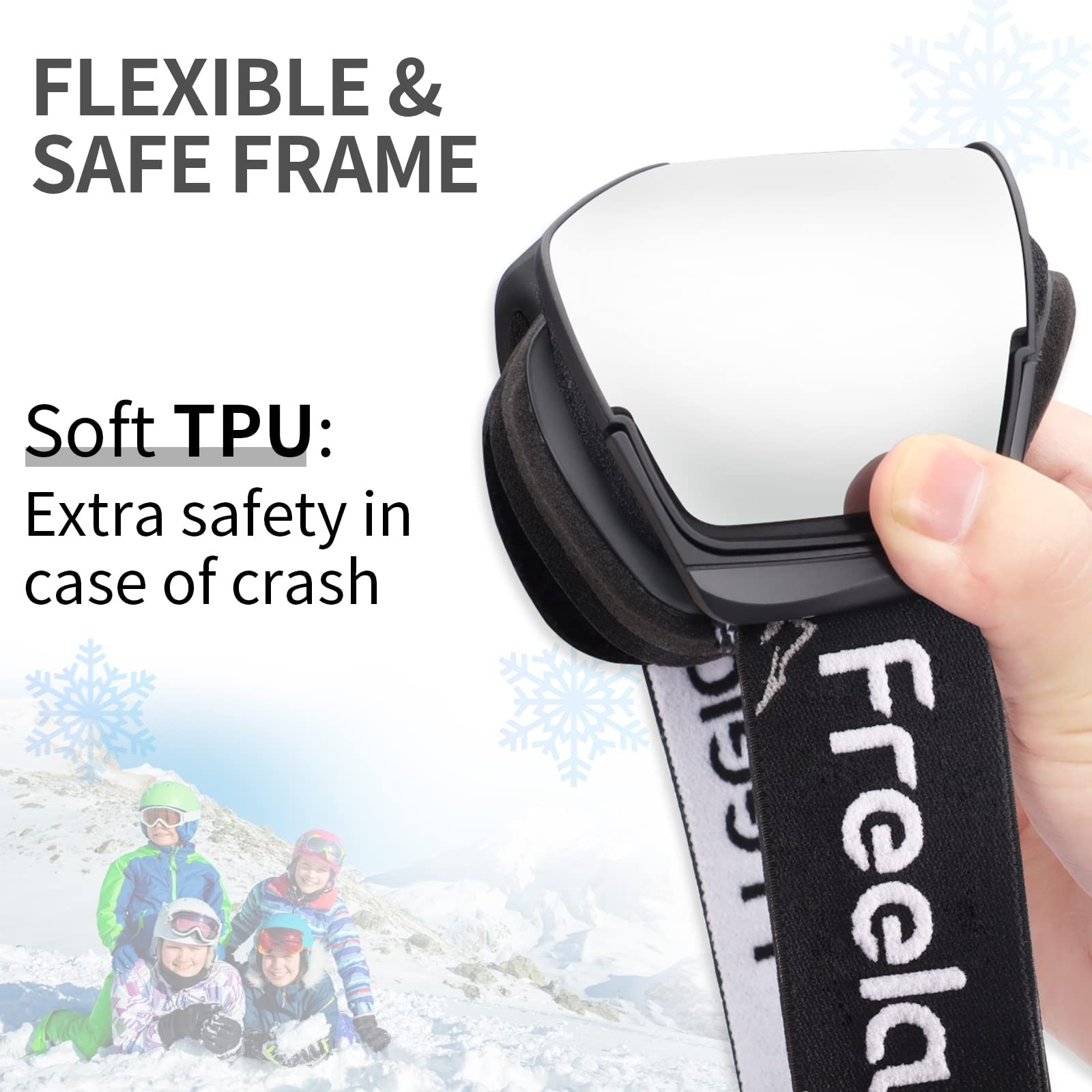 Freela Ski Goggles Snowboard Snow Skiing Snowboarding Equipment Winter Snow Sport Glasses Goggles Anti-fog UV Protection Mirror Clear Goggles for Toddler Kids Girl Boy Youth Snowmobile Snowboard Gear