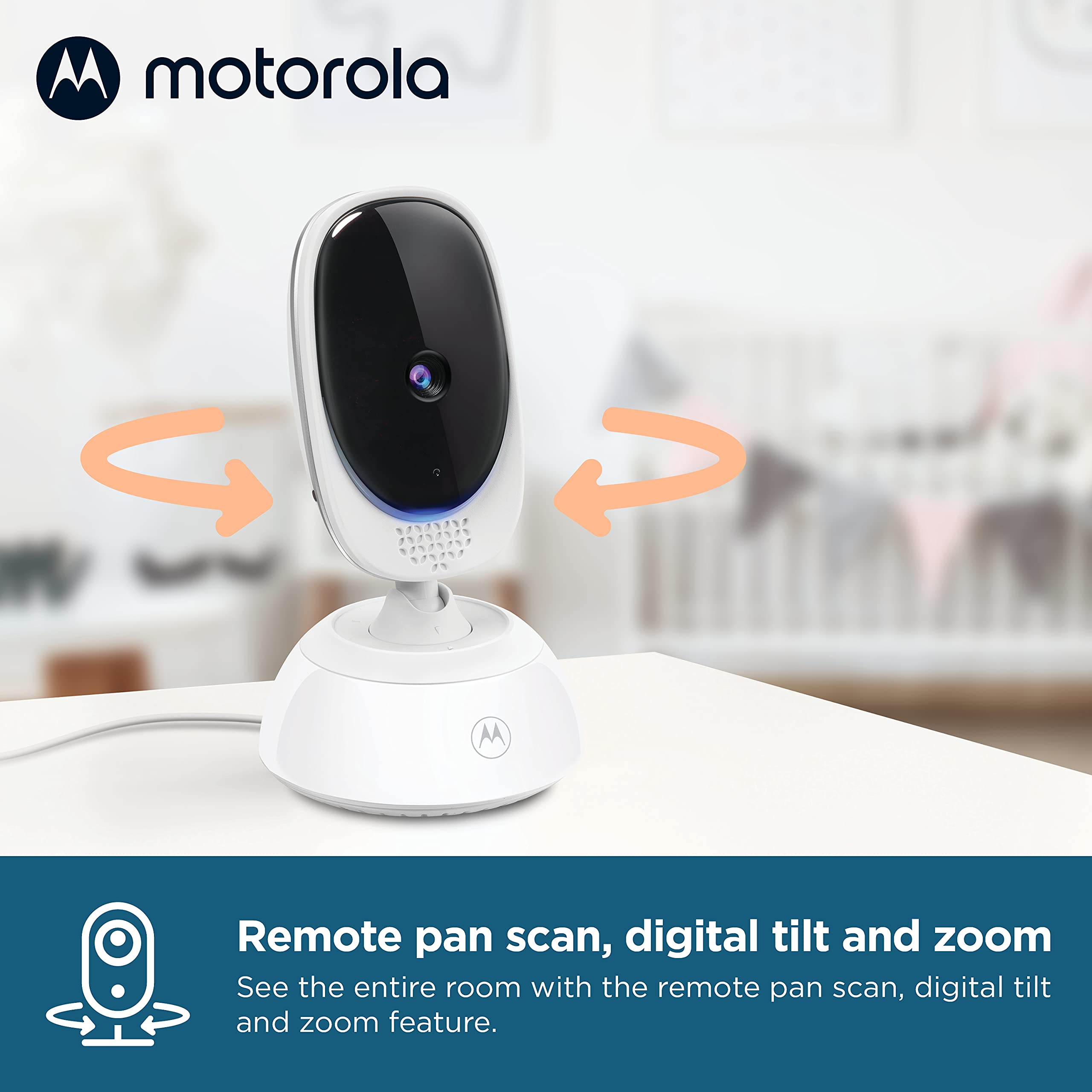 Motorola Baby Monitor VM75 - Indoor Video with 2 Cameras, 480x272p, 1000ft Range 2.4 GHz Wireless 5" Screen, 2-Way Audio, Remote Pan, Digital Tilt, Zoom, Room Temp, Lullabies, Night Vision