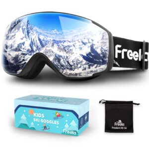 Freela Ski Goggles Snowboard Snow Skiing Snowboarding Equipment Winter Snow Sport Glasses Goggles Anti-fog UV Protection Mirror Clear Goggles for Toddler Kids Girl Boy Youth Snowmobile Snowboard Gear