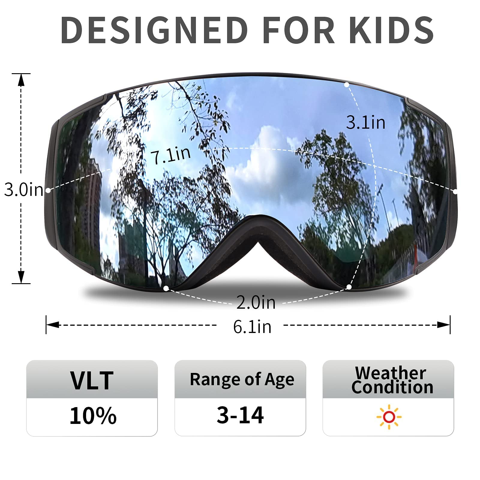 Freela Ski Goggles Snowboard Snow Skiing Snowboarding Equipment Winter Snow Sport Glasses Goggles Anti-fog UV Protection Mirror Clear Goggles for Toddler Kids Girl Boy Youth Snowmobile Snowboard Gear