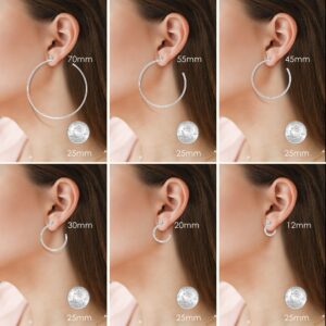 Besalon Silver Big Hoop Earrings for Women 14K Thin Gold Plated Hoops Earring Hoops for Women Lightweight 70mm with Cubic Zirconia