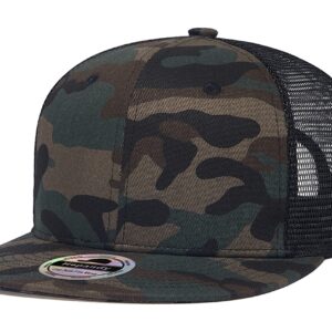 Classic Camo Flat Bill Brim Snapback Hat Visor Mesh Hats for Men Women, Hip Hop Baseball Cap Adjustable Dad Hat Trucker Hat Unisex