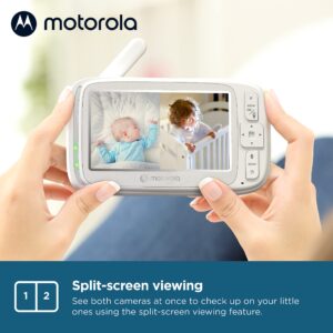 Motorola Baby Monitor VM75 - Indoor Video with 2 Cameras, 480x272p, 1000ft Range 2.4 GHz Wireless 5" Screen, 2-Way Audio, Remote Pan, Digital Tilt, Zoom, Room Temp, Lullabies, Night Vision