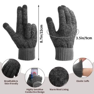 SATINIOR Winter Hat Scarf Socks Touch Screen Gloves Ear Warmer Sets Women Men Fleece Lined Knit Beanies Winter Favor Gifts(Grey)