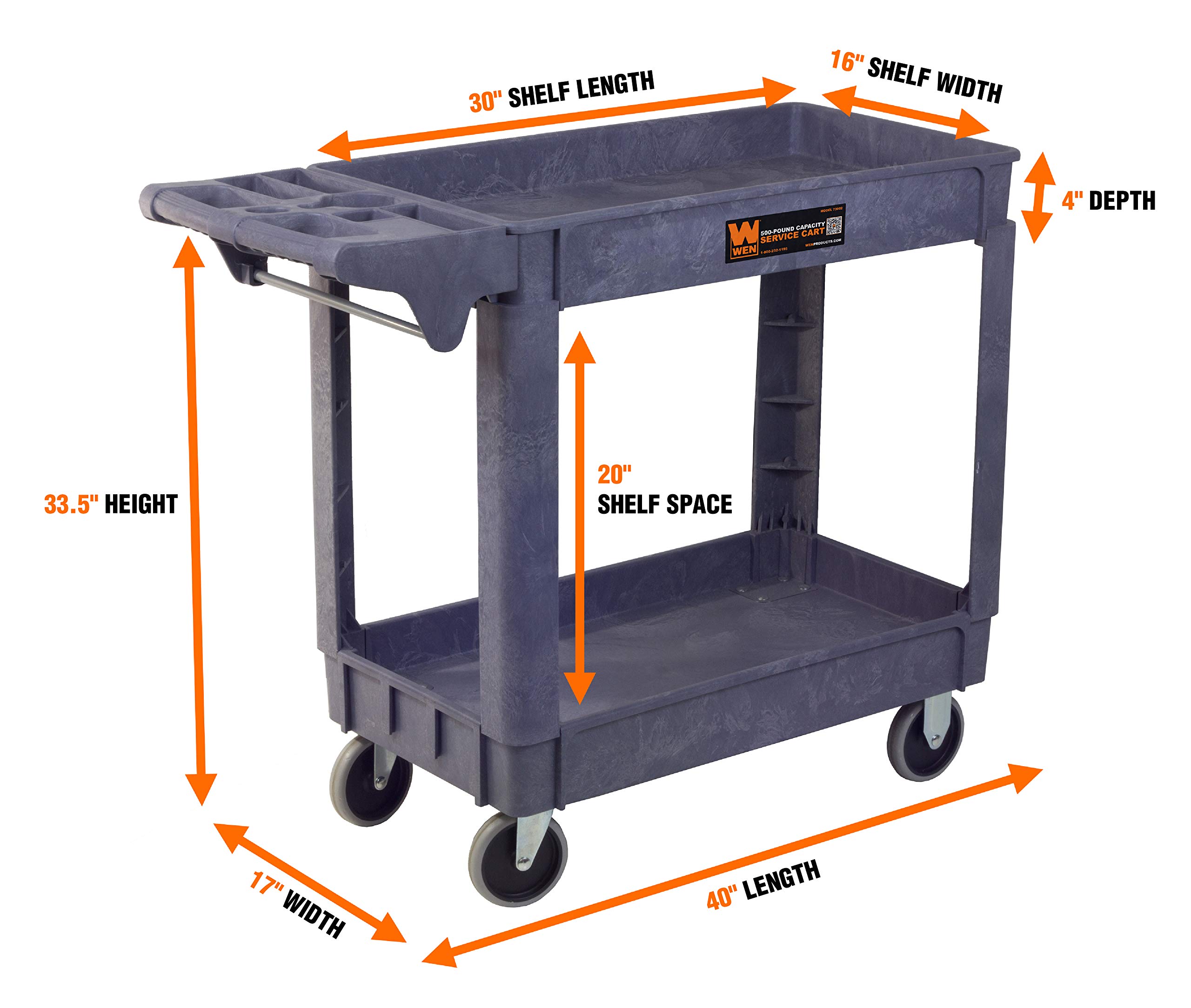 WEN 73002T 500-Pound Capacity 40 by 17-Inch Service Utility Cart