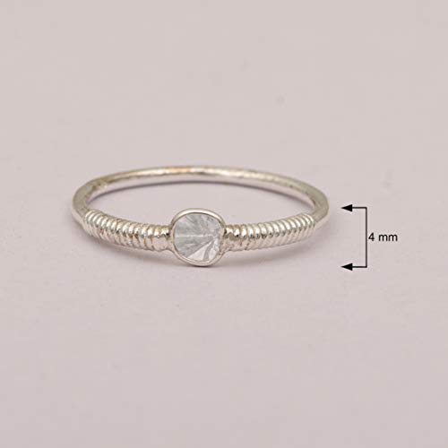 0.20 CTW Natural Diamond Polki Tiny Stackable Ring, Handmade Ring, 925 Sterling Silver (5.5)