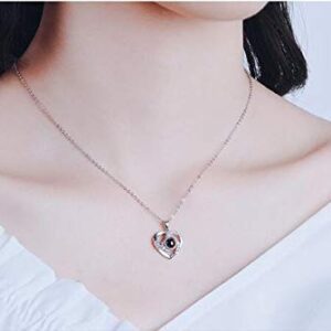 V2G1K2HJ.d Custom Photo Projection Necklace Heart Pendant Necklaces Chain Projection Gift for Love Women Family Christmas Valentine's Day Mother Day