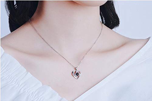 V2G1K2HJ.d Custom Photo Projection Necklace Heart Pendant Necklaces Chain Projection Gift for Love Women Family Christmas Valentine's Day Mother Day