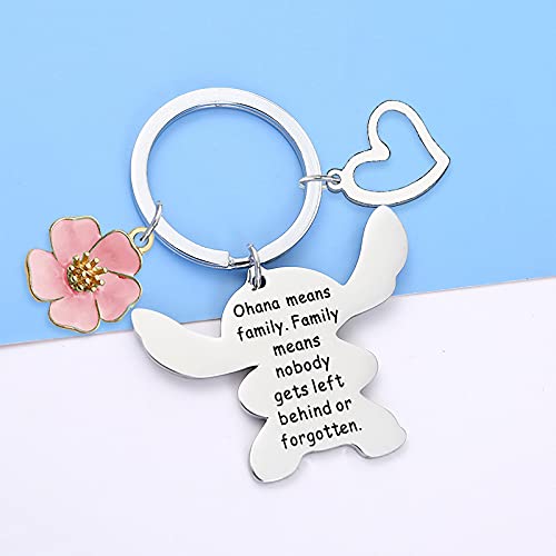 Nfyxcaz Stitch Ohana Keychain Ohana Means Family Key Chain Cartoon Key Ring Stitch Key chain Jewellery Gifts Gift for Best Friend