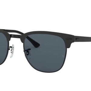 Ray-Ban RB3716 Clubmaster Metal Sunglasses+ Vision Group Accessories Bundle(Matte Black On Black/Blue (186/R5),unisex-adult