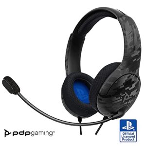 pdp gaming lvl40 wired headset with noise cancelling microphone: black camo, ps5/ps4 (renewed)