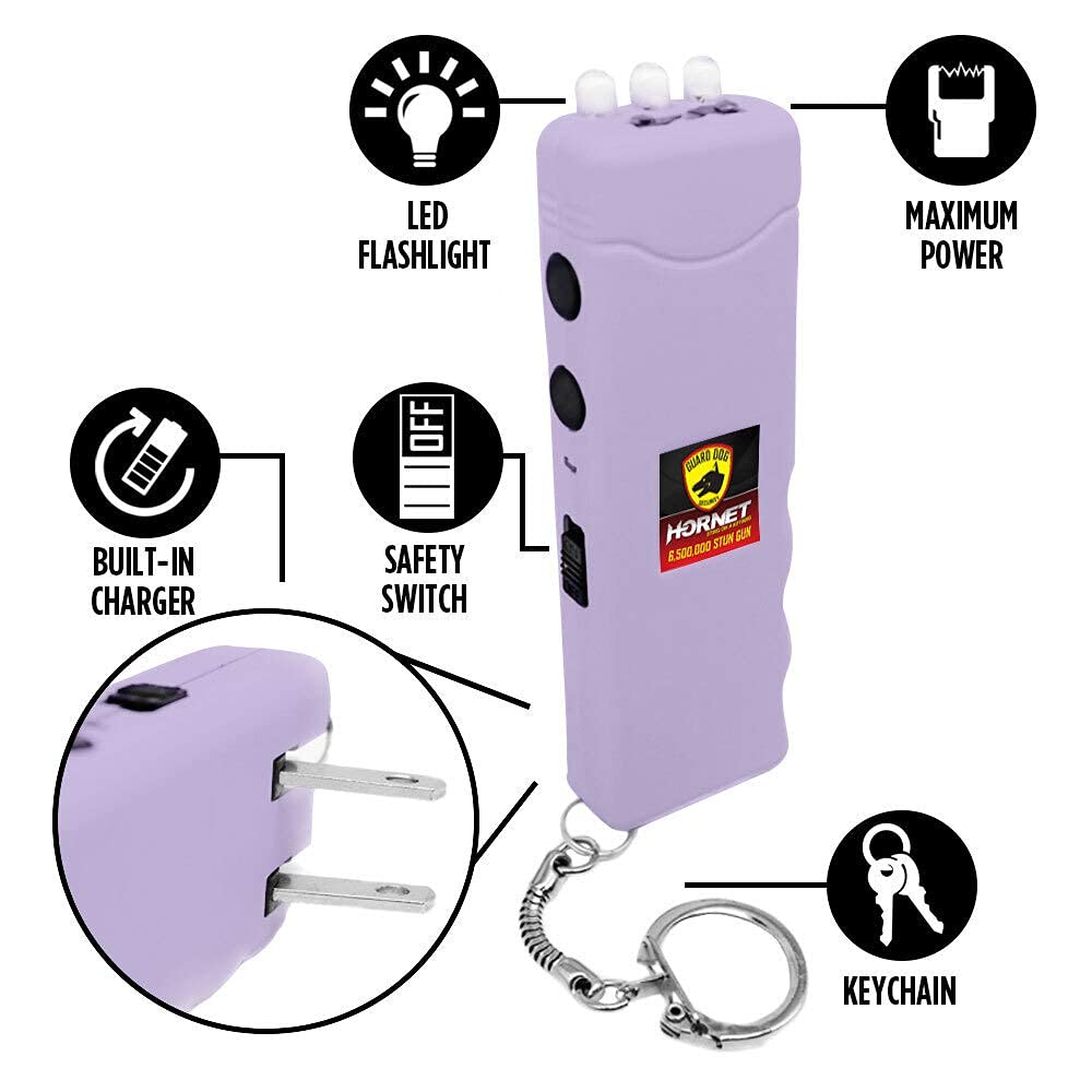 Guard Dog Pepper Spray Stun Gun Combo Pack - Self Defense Keychain Set, Personal Safety Devices for Women, Home Defense & Self Defense Kit - Lilac