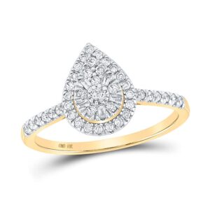 the diamond deal 10kt yellow gold womens round diamond teardrop ring 1/3 cttw