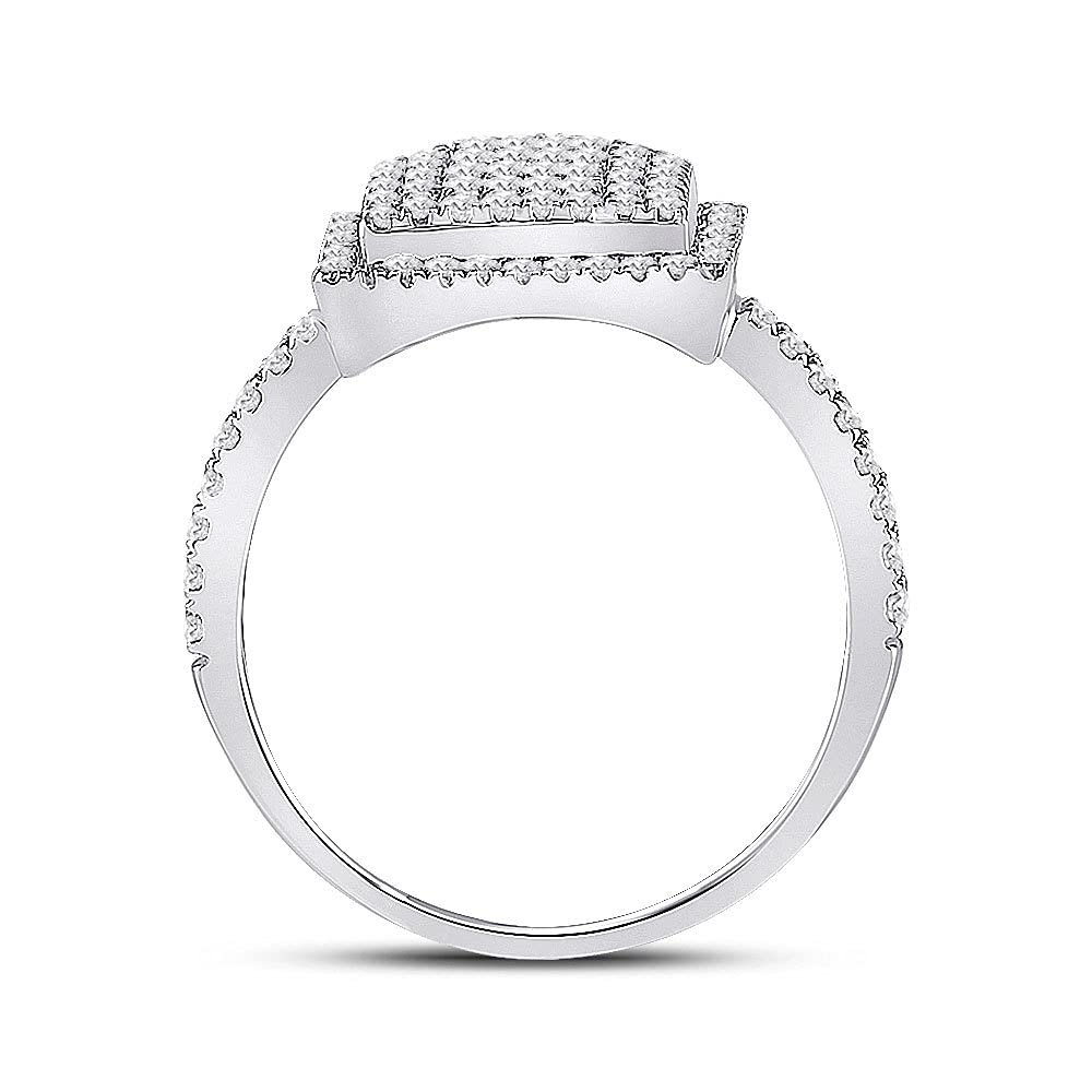 The Diamond Deal 10kt White Gold Womens Round Diamond Square Cluster Ring 1/2 Cttw