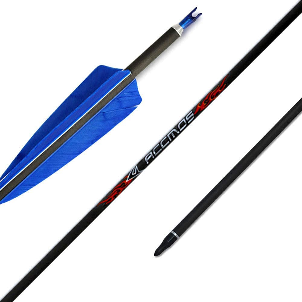 12pc Custom Length Carbon Arrows for 15-95 Lb Compound Bow ID 6.2mm .244" 22-33 Inch Spine 250 300 340 400 500 600 700 800 Target Practice & Hunting Arrow Adult Youth Shooting