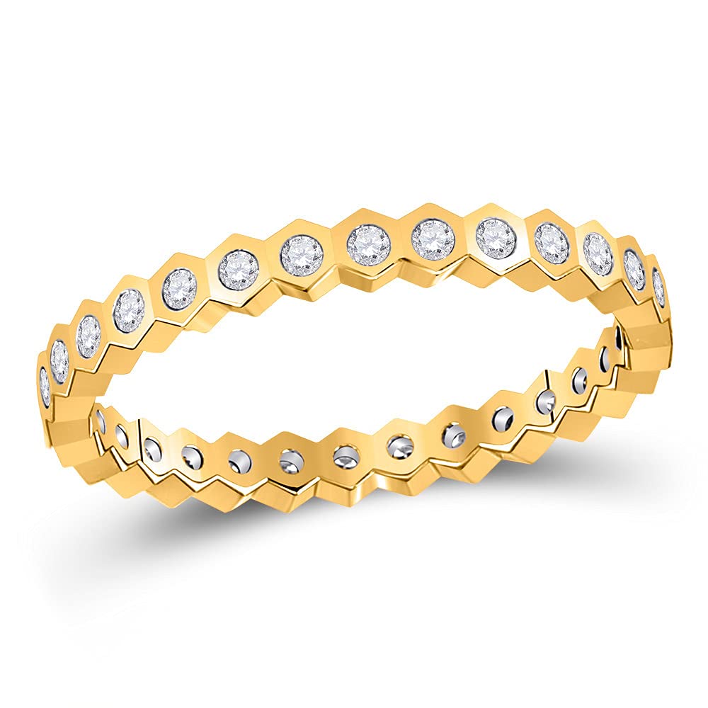 The Diamond Deal 14kt Yellow Gold Womens Round Diamond Band Ring 1/4 Cttw