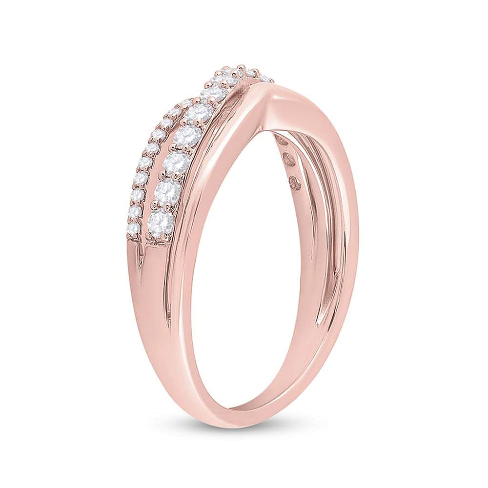 The Diamond Deal 10kt Rose Gold Womens Round Diamond Band Ring 1/2 Cttw