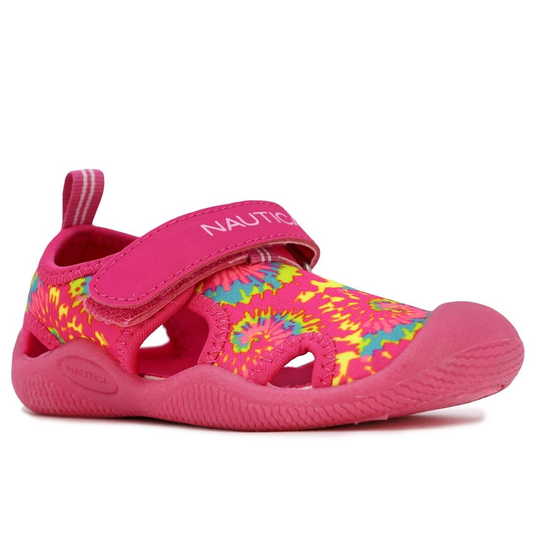 Nautica Kids Protective Water Shoe,Closed-Toe Sport Sandal For Boys and Girls-Kettle Gulf-Pink Bright Multi Tie Dye Size-8