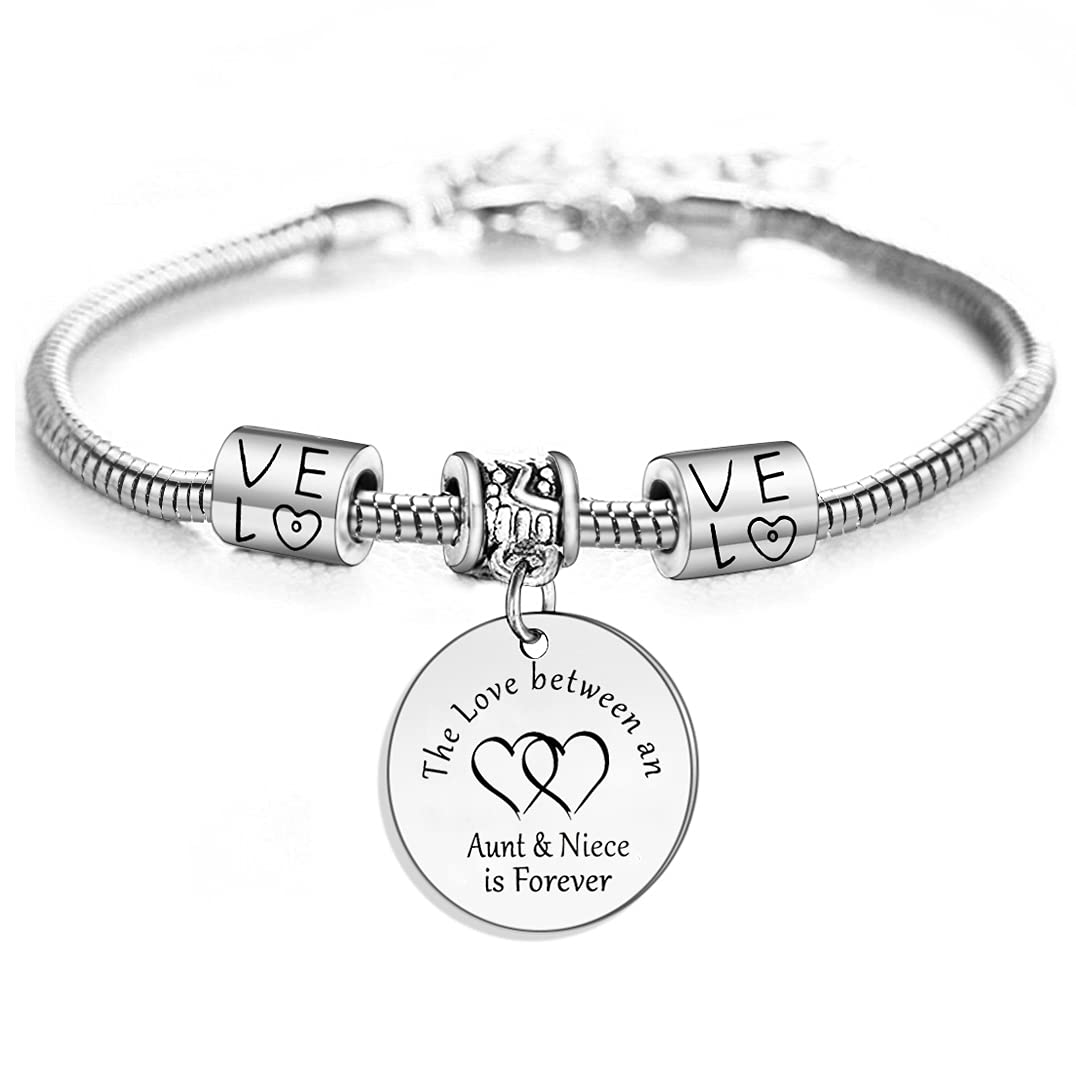 YEEQIN Aunt Gifts From Niece Aunt niece Bracelet Jewelry The Love Between An Aunt And Niece Is Forever Bracelet(Aunt Niece)