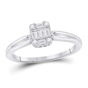 the diamond deal 14kt white gold womens baguette diamond cluster ring 1/5 cttw