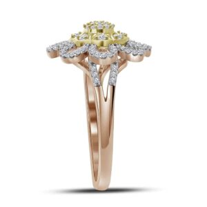 The Diamond Deal 10kt Rose Gold Womens Round Diamond Flower Floral Cluster Ring 1/3 Cttw