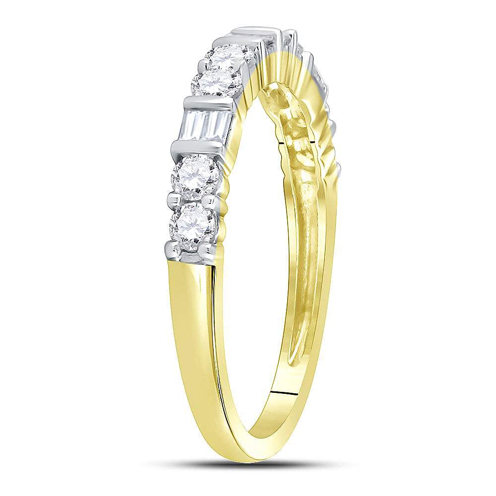 The Diamond Deal 10kt Yellow Gold Womens Baguette Round Diamond Band Ring 1/2 Cttw