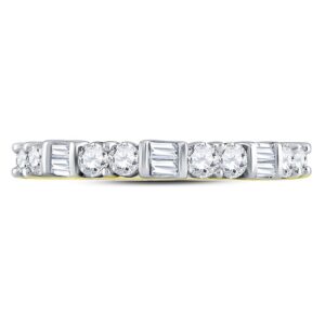 The Diamond Deal 10kt Yellow Gold Womens Baguette Round Diamond Band Ring 1/2 Cttw