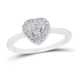 the diamond deal 10kt white gold womens round diamond heart ring 1/3 cttw