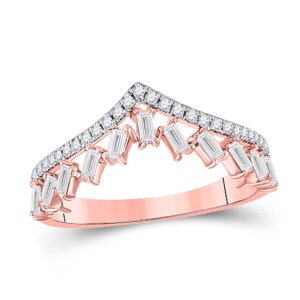 the diamond deal 14kt rose gold womens baguette diamond chevron band ring 3/8 cttw