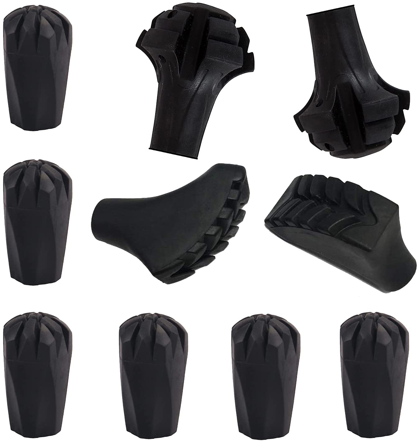 Amzlike Trekking Pole Accessories Set Hiking Pole Rubber Tips (A-Mix) Black