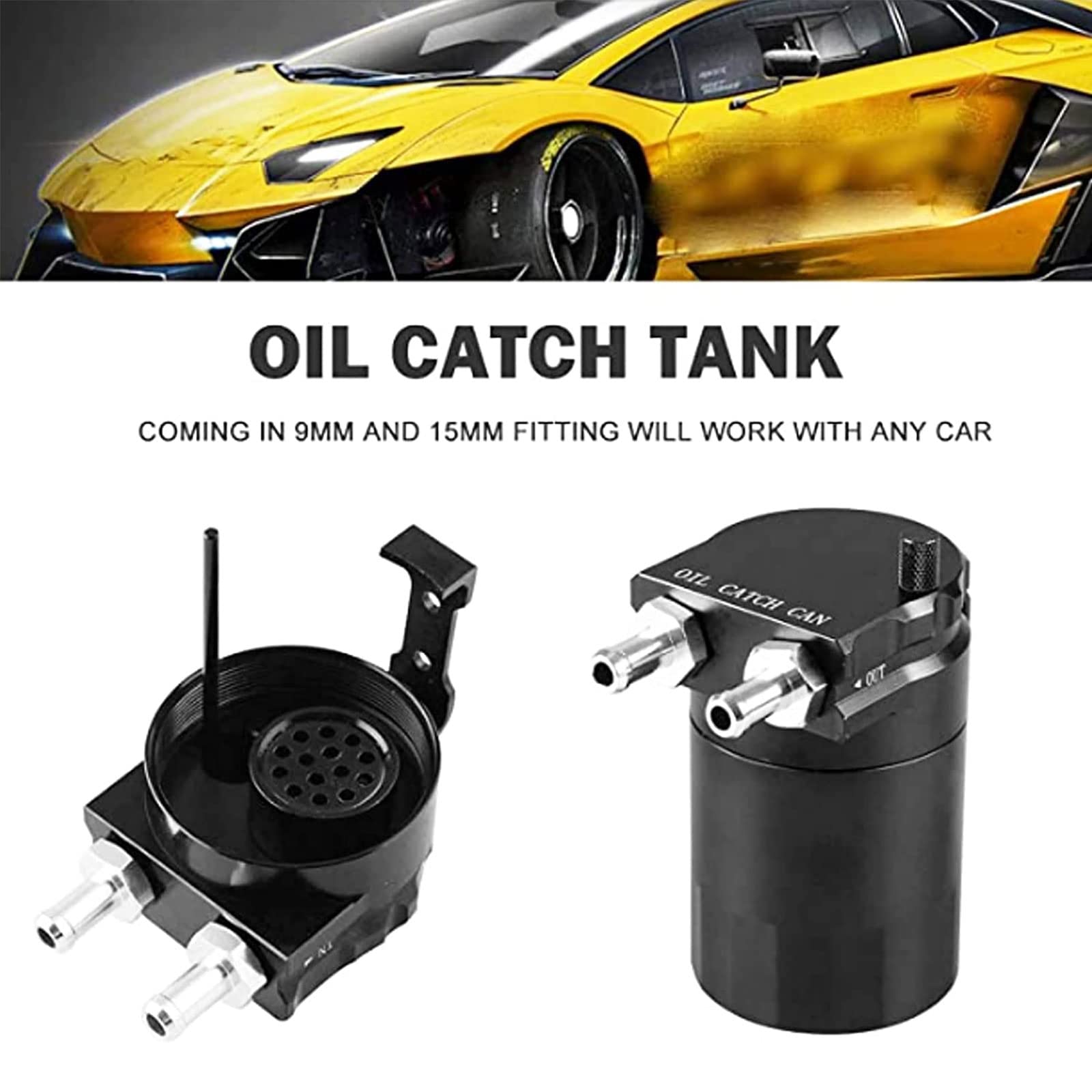 Ryanstar Oil Catch Can Kit Oil Separator Reservoir Tank Baffled Compatible with Ford F150 2.7EB 3.5EB 5.0L Passenger Side 2011-2021，Raptor 3.5L Ecoboost 2017-2021, Expedition 3.5L EcoBoost 2018-2021