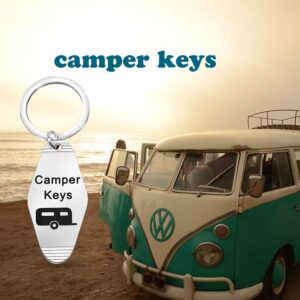 KUIYAI Vintage Motel Camping Gift Camper Motel Hotel Keychain Camper Keys Gift Caravan Gift Wanderlust Gift Traveler Gift for Campers (Camper keys)