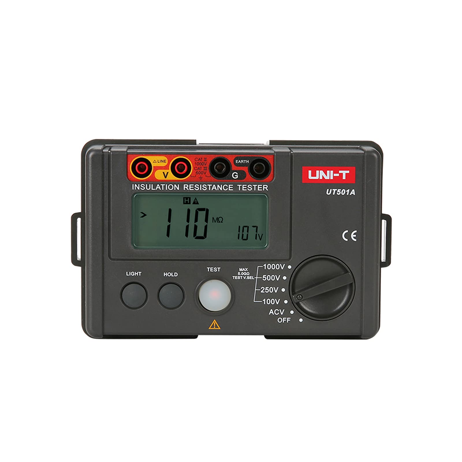 UNI-T Digital Megohmmeter UT501A Insulation Resistance Tester Multimeter, Electrician Megohm Meter, 125V/250V/500V/1000V Test Voltage, 0.01~200Ω Low Resistance Testing, 2000 Counts Auto Ranging