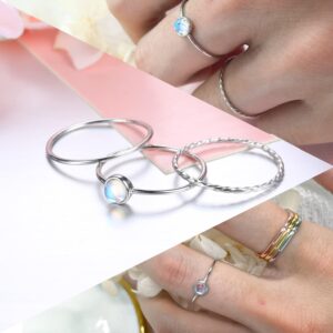 VALDEAS Silver Stackable Rings for Women 3Pcs 925 Sterling Silver Rings Thin Simple Knuckle Rings Minimalist Pinky Middle Pointer Finger Rings Comfort Fit 9