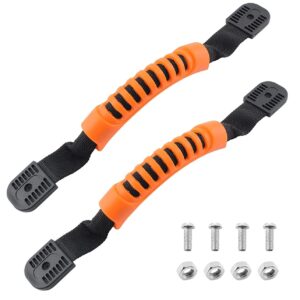 jiozermi 2 pcs kayak carry handles, kayak accessories, side mount carry replacement handles with plastic buckle for kayak paddle, tandem kayak, canoe boat & lifetime kayaks (orange)