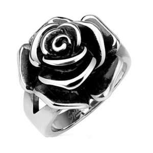 blue palm jewelry full bloom single rose cast band ring stainless steel band ring r650