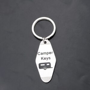 KUIYAI Vintage Motel Camping Gift Camper Motel Hotel Keychain Camper Keys Gift Caravan Gift Wanderlust Gift Traveler Gift for Campers (Camper keys)