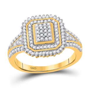 the diamond deal 10kt yellow gold womens round diamond rectangle frame cluster ring 1/4 cttw