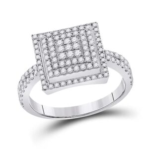 the diamond deal 10kt white gold womens round diamond square cluster ring 1/2 cttw