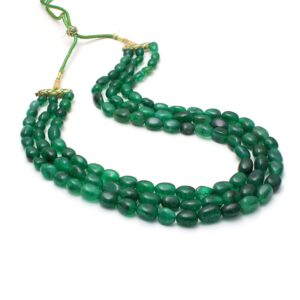 a&m gems & jewels a&m natural green onyx smooth tumble adjustable rope cord handmade beaded gemstone's necklace beautiful onyx healing 3-layer necklace jewelry