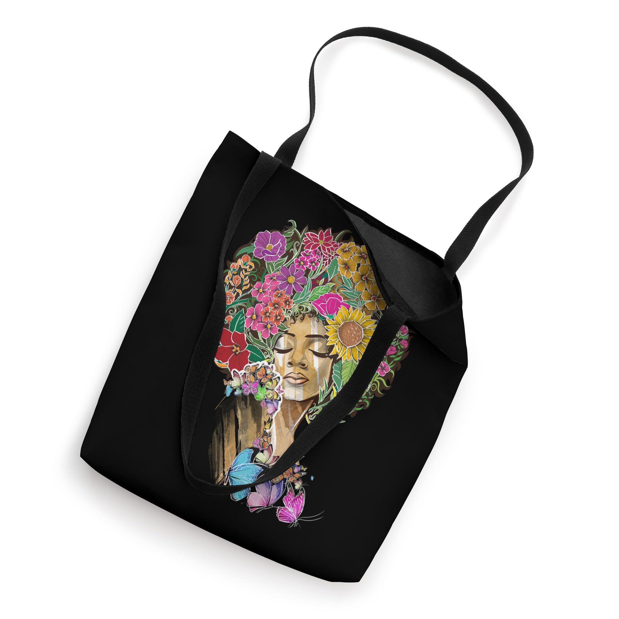 Afro Women Flowers Butterfly Latina African American Melanin Tote Bag